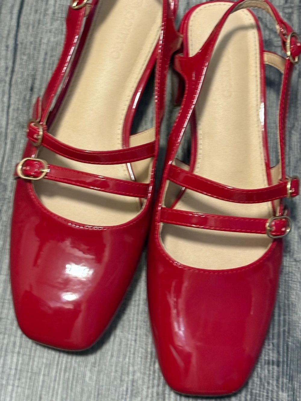 Red patent pleather mule 7.5